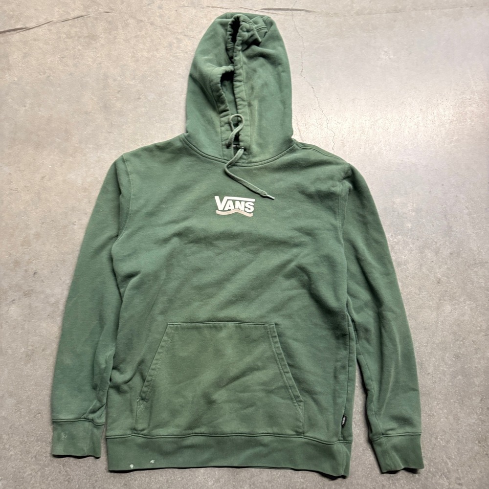 Vans Off The Wall Hoodie Mens Small Green Graphic Pullover Sweatshirt 4114